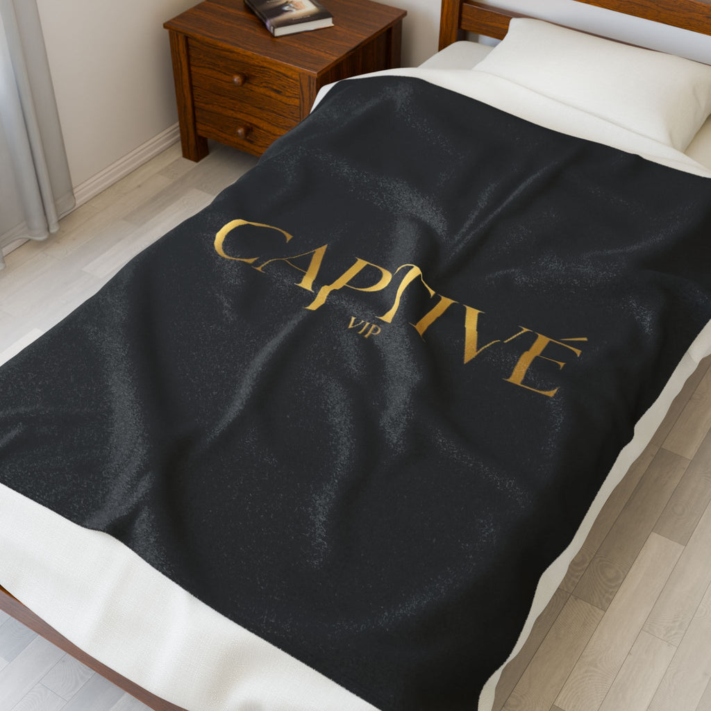 Captivé VIP Velveteen Plush Blanket — Luxury Gold Logo Throw
