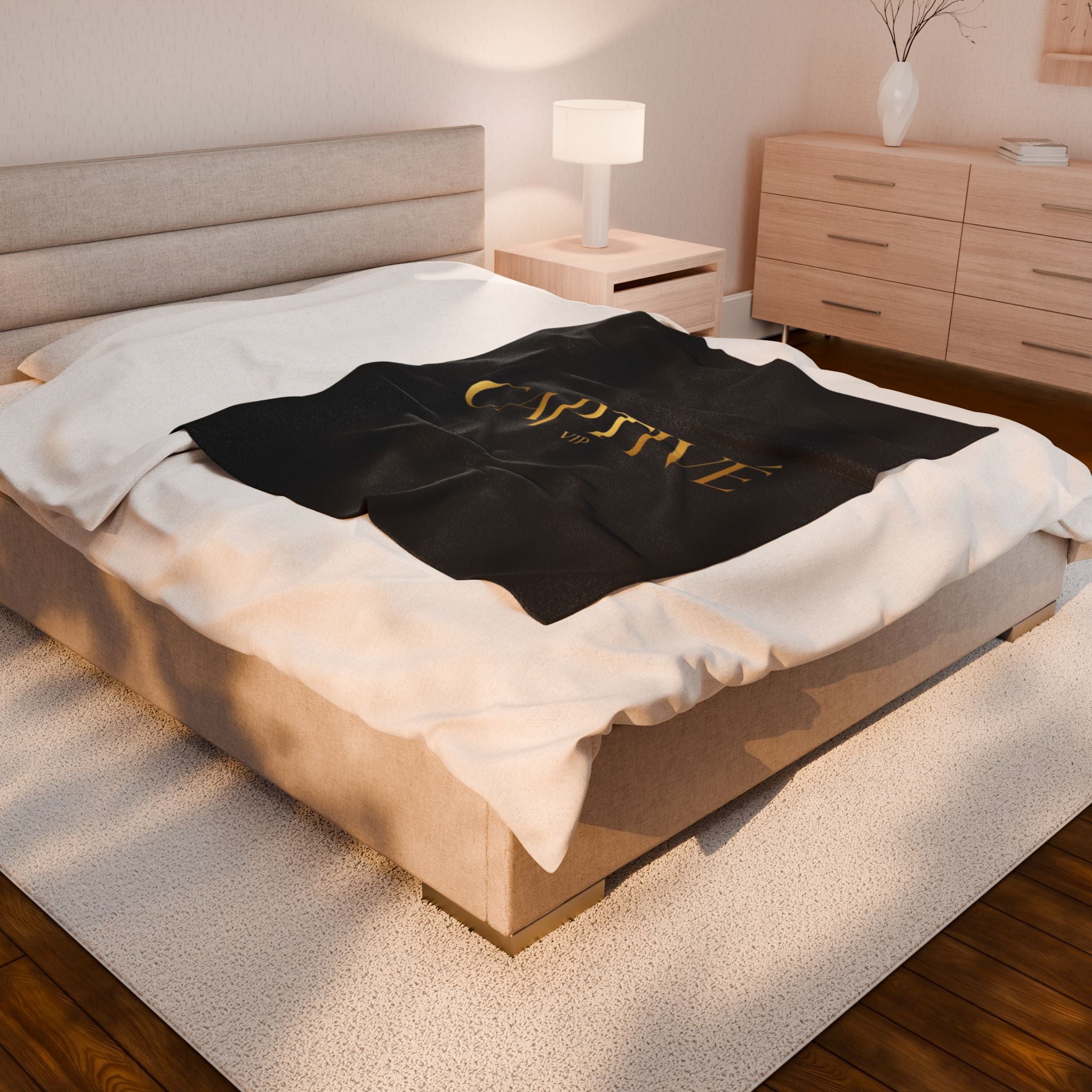 Captivé VIP Velveteen Plush Blanket — Luxury Gold Logo Throw